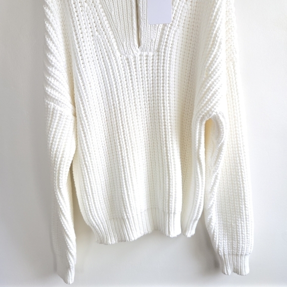 New Varley Natalia Half-Zip Long Sleeve Oversized White Pullover Sweater NWT Med - Picture 13 of 17